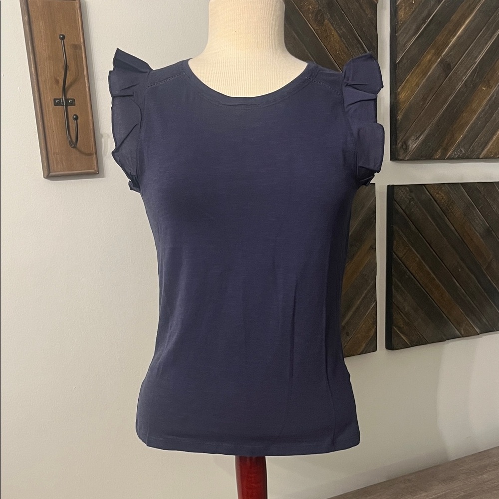 Hatley Dark Blue Ruffle Sleeve Blouse